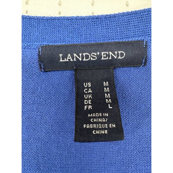 Lands End Women's Cardigan Cobalt Blue Sz M Lightweight Long Sleeve Button Front - Picture 5 of 11